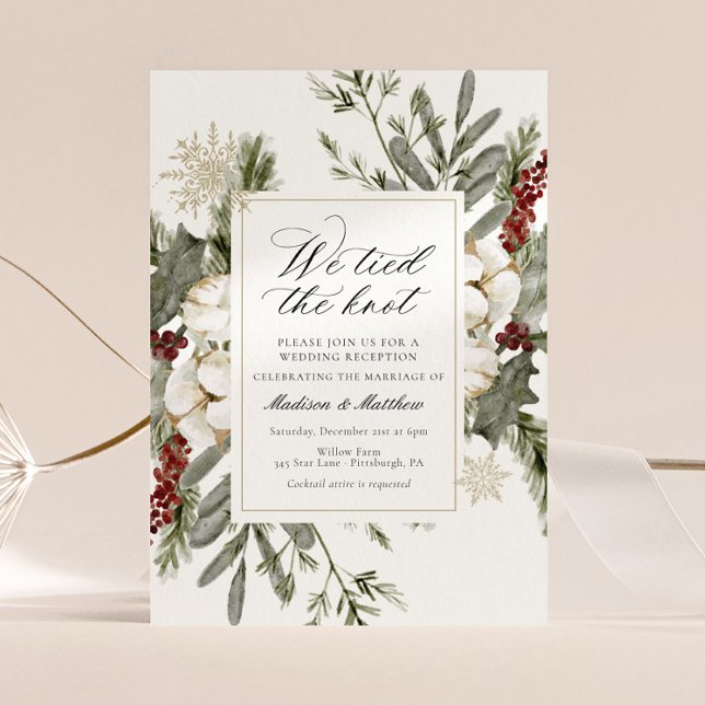 Elegant Winter We Tied the Knot Wedding Reception Invitation (Creator Uploaded)