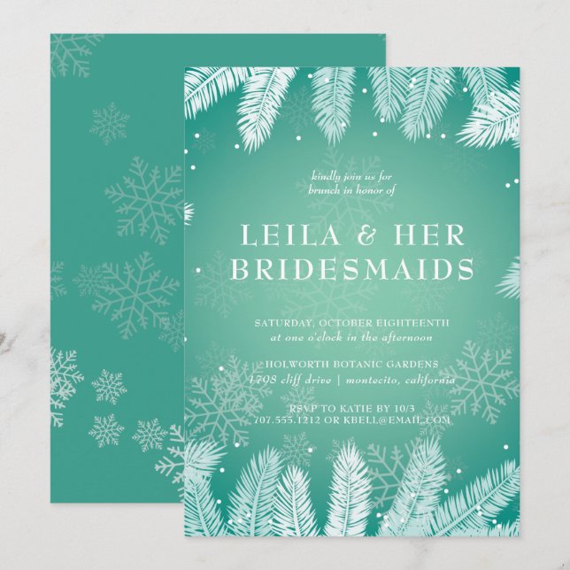 Elegant Winter Wedding Bridesmaids Brunch Invitation (Front/Back)