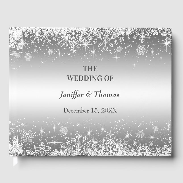 Elegant winter wedding guest book (Front)