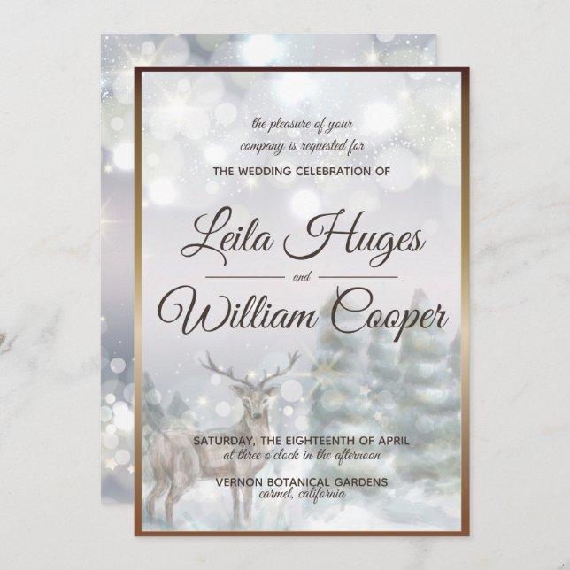 Elegant Winter Wedding Invitation (Front/Back)