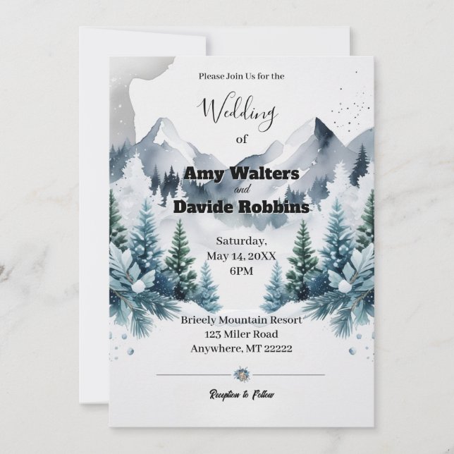 Elegant Winter Wedding Invitation (Front)