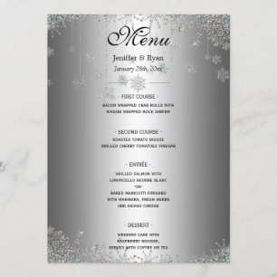 Elegant winter Wedding Menu