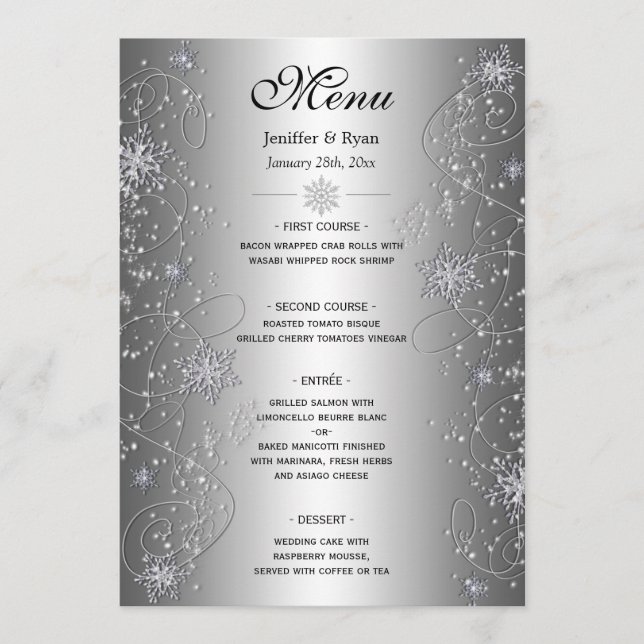 Elegant winter Wedding Menu (Front)