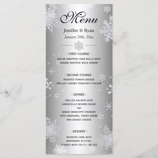 Elegant winter Wedding Menu (Front)
