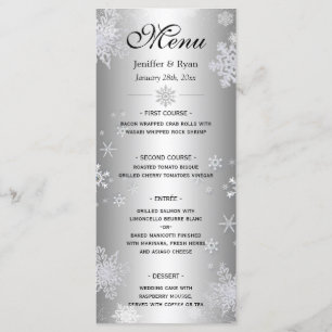 Elegant winter Wedding Menu