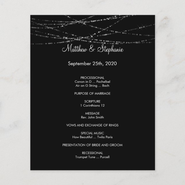 elegant winter Wedding Program Flyer 5.5" x 8.5" (Front)