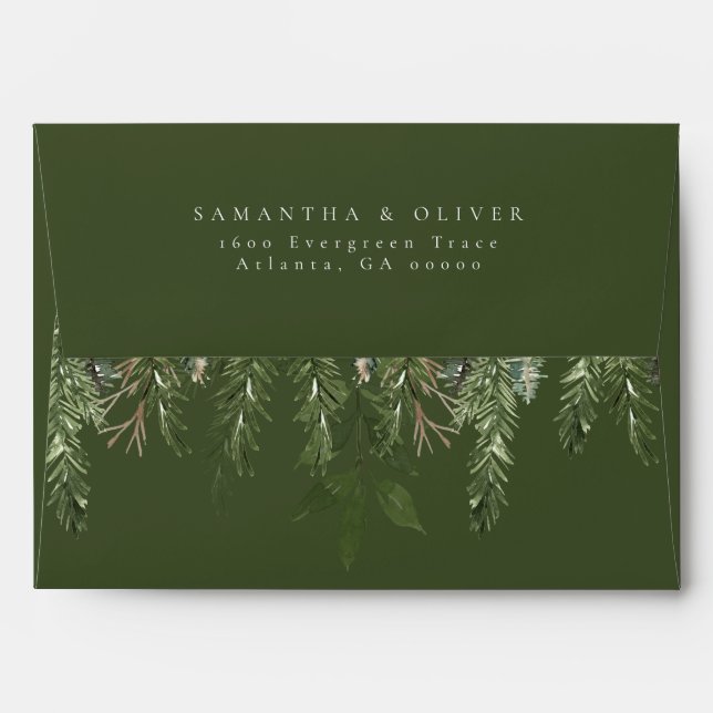 Elegant Winter Wedding Return Address Envelope (Back (Top Flap))