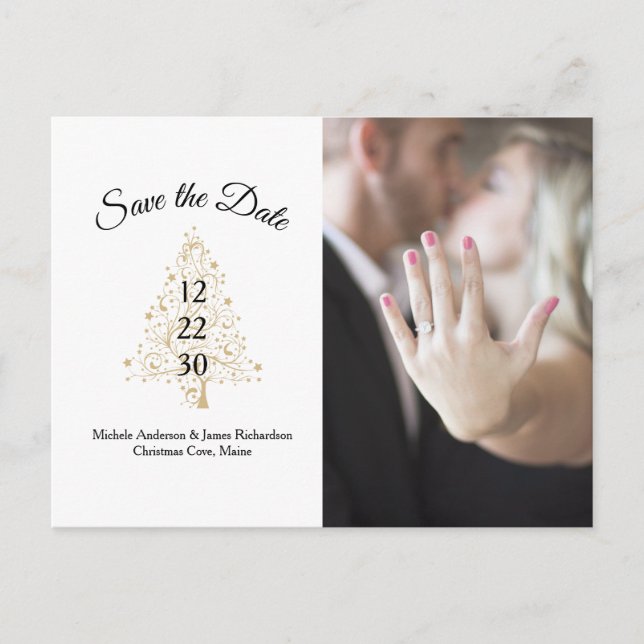 Elegant Winter Wedding Save The Date Photo Announcement Postcard (Front)