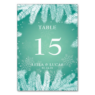 Elegant Winter Wedding Table Number