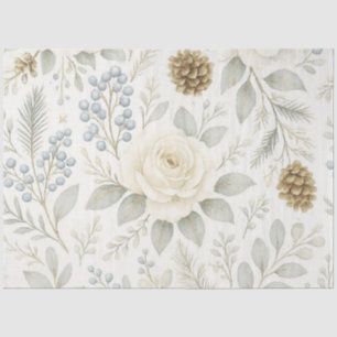 Elegant Winter Whisper Floral Christmas Tissue Paper