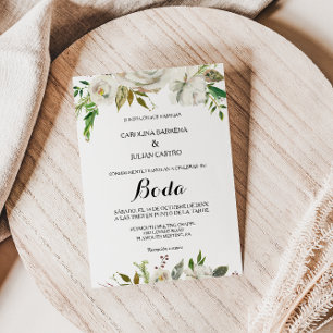 Elegant Winter White Peony Wedding Invitation