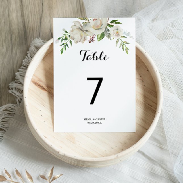 Elegant Winter White Peony Wedding Table Number (Creator Uploaded)