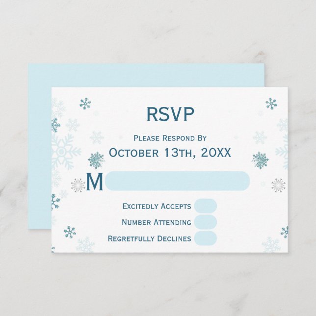 Elegant Winter Wonderland Blue Snowflake RSVP Card (Front/Back)