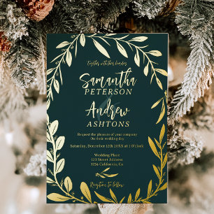 Elegant winter wonderland green wedding photo