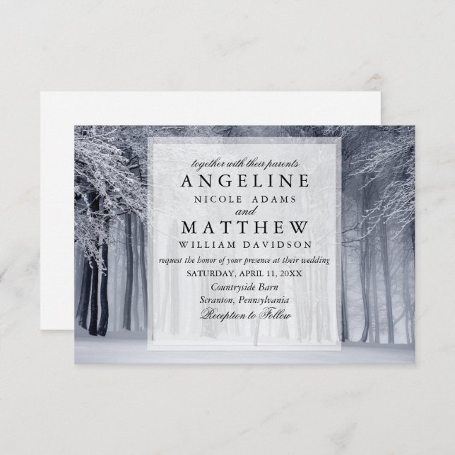 Elegant Winter Wonderland Snow snowflakes wedding Invitation (Front/Back)