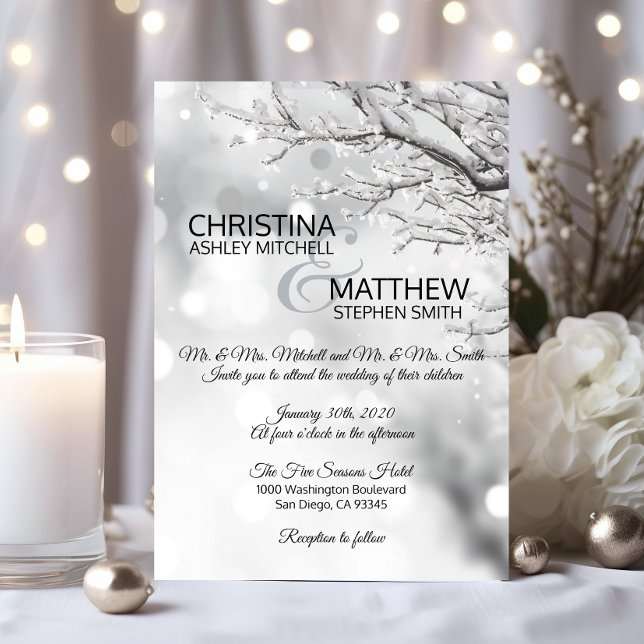 Elegant Winter Wonderland Snow Snowflakes WEDDING Invitation (Elegant Winter Wonderland Snow Snowflakes WEDDING Invitation)