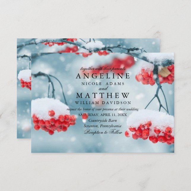 Elegant Winter Wonderland Snow snowflakes wedding Invitation (Front/Back)
