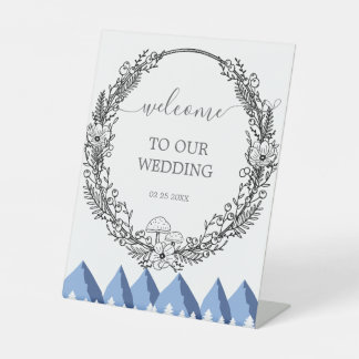 Elegant Winter Wonderland Snowflakes Pedestal Sign