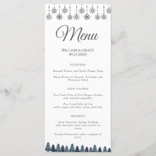 Elegant Winter Wonderland Snowflakes wedding Menu