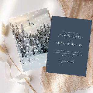 Elegant Winter Wonderland Snowy Woodland Wedding Invitation