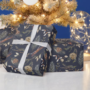 Elegant Winter Wrapping Paper with Pinecones