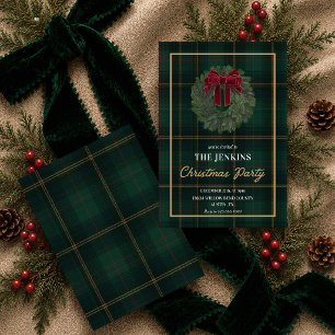 Elegant Winter Wreath Christmas Party Card