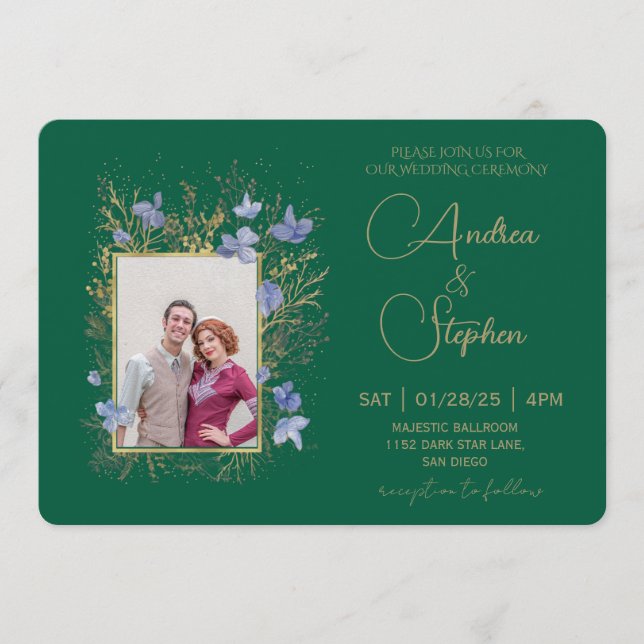 Elegant Wintry Foliage Winter Wedding Invitation (Front)