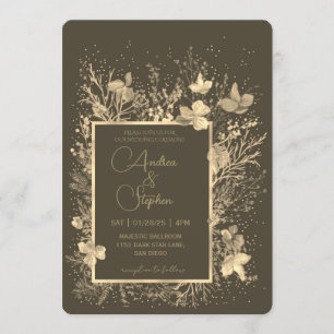 Elegant Wintry Foliage Winter Wedding Invitation