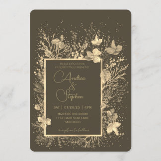 Elegant Wintry Foliage Winter Wedding Invitation