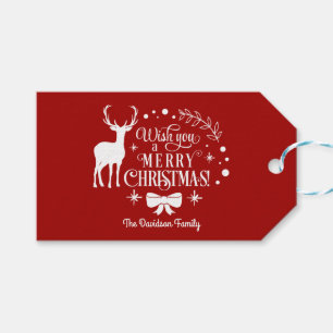 Elegant Wish You A MERRY CHRISTMAS Monogram Gift Tags