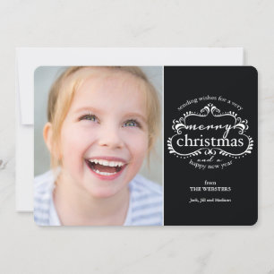 Elegant Wishes for a Merry Christmas PhotoGreeting Holiday Card