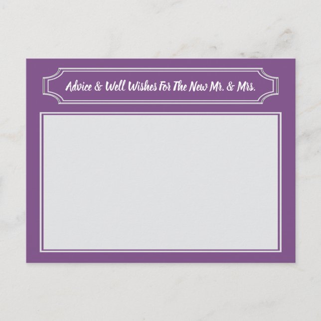 Elegant Wishes For Bride & Groom, Wedding Advice (Front)