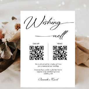 Elegant Wishing Well Honeymoon QR Code Wedding Pedestal Sign