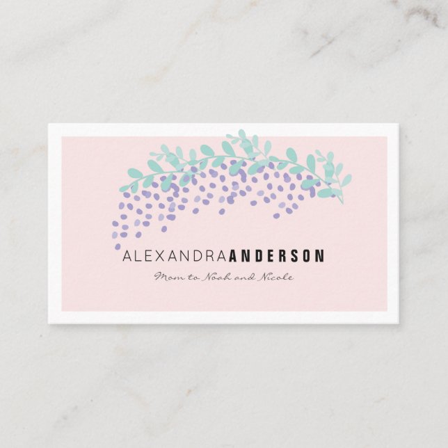 Elegant Wisteria Blush Pink Mummy Business Card (Front)