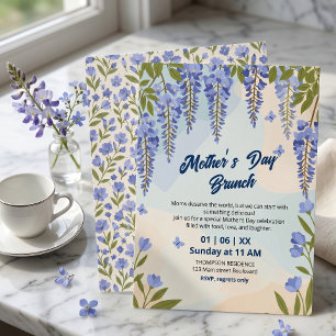 Elegant Wisteria Floral Mother’s Day Brunch  Invitation