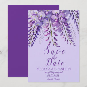 Elegant Wisteria Floral Purple Modern Wedding  Invitation