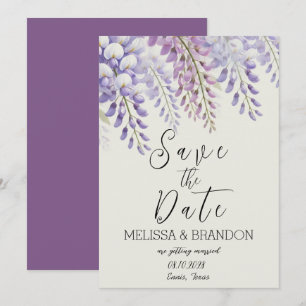 Elegant Wisteria Floral Purple Modern Wedding  Invitation