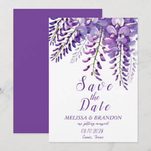 Elegant Wisteria Floral Purple Modern Wedding  Invitation