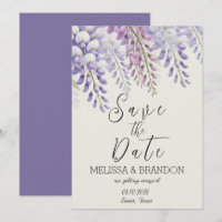 Elegant Wisteria Floral Purple Modern Wedding 