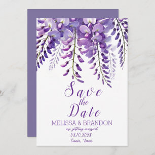 Elegant Wisteria Floral Purple Modern Wedding  Invitation