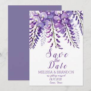 Elegant Wisteria Floral Purple Modern Wedding Invitation