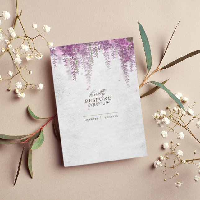 Elegant Wisteria Purple Wedding RSVP Cards (Creator Uploaded)