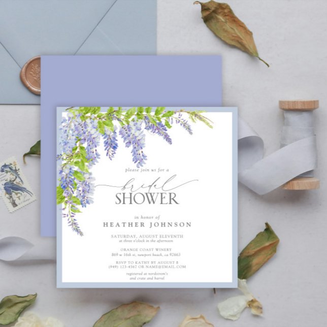 Elegant Wisteria Watercolor Floral Bridal Shower Invitation (Creator Uploaded)