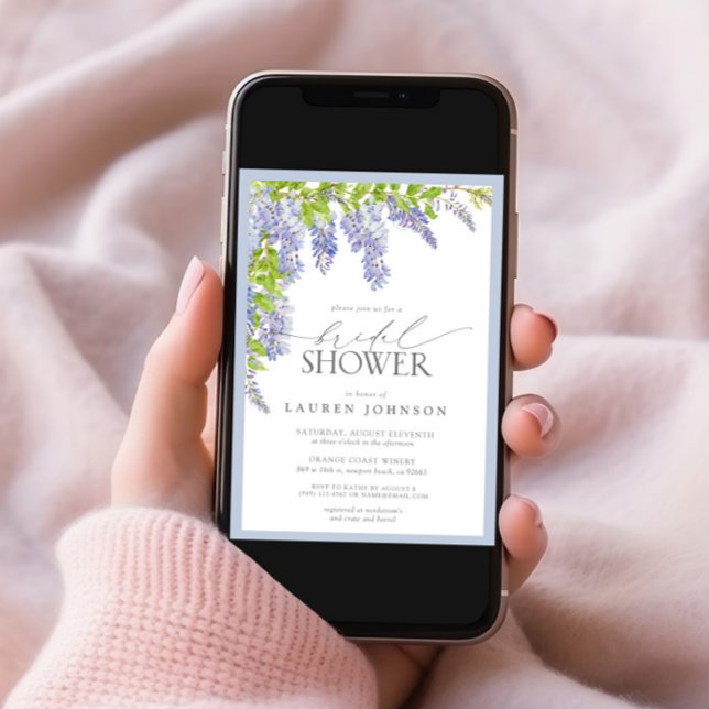 Elegant Wisteria Watercolor Floral Bridal Shower Invitation (Creator Uploaded)
