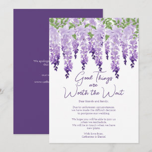 Elegant Wisteria Wedding Postponement Holiday Card