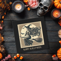 Elegant Witch Broom Vintage Halloween Black Custom
