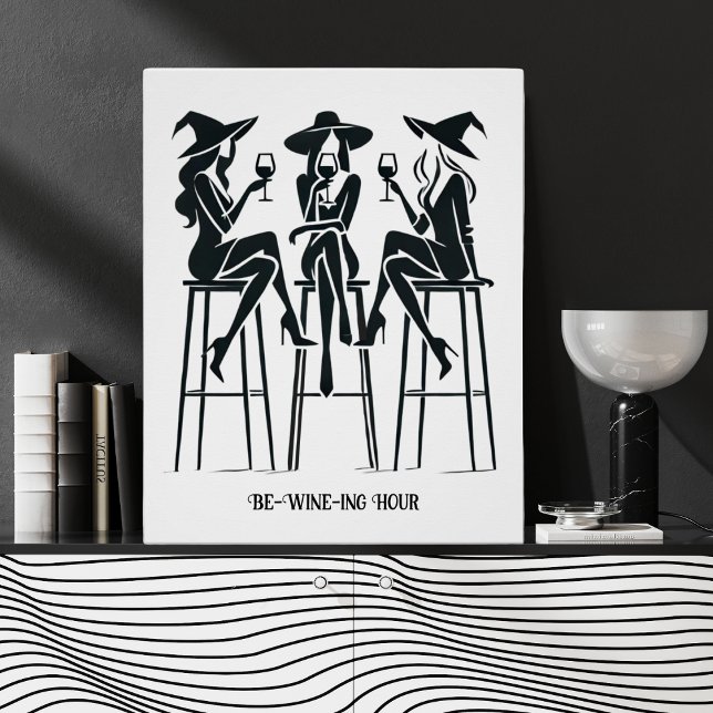 Elegant Witches Wine "Be-Wine-ing Hour" Modern Poster (Creator Uploaded)