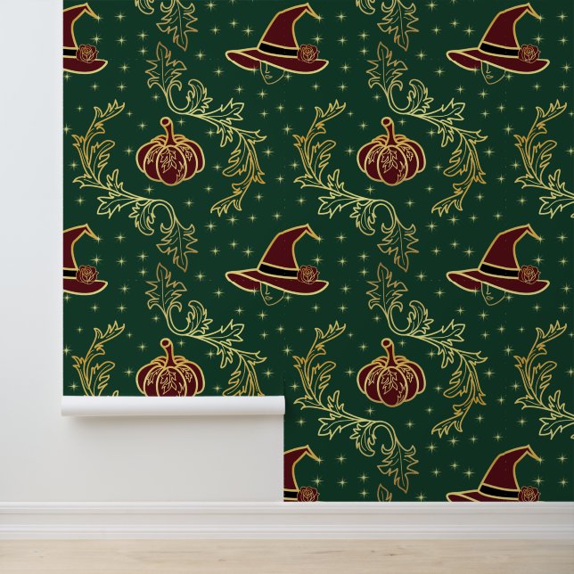 Elegant Witchy Whimsigoth Halloween Pattern  Wallpaper (Application)