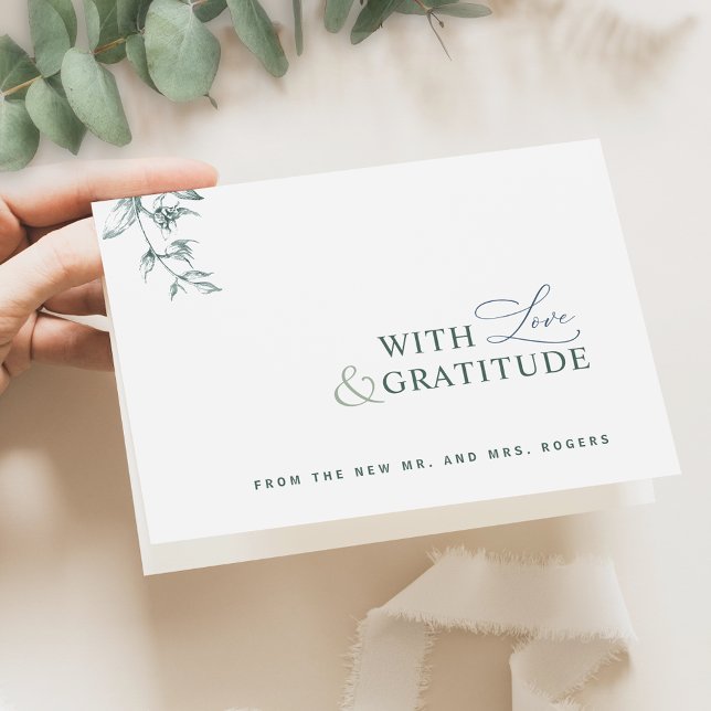 Elegant  With Love and Gratitude, Green Thank You Card (Creator Uploaded)