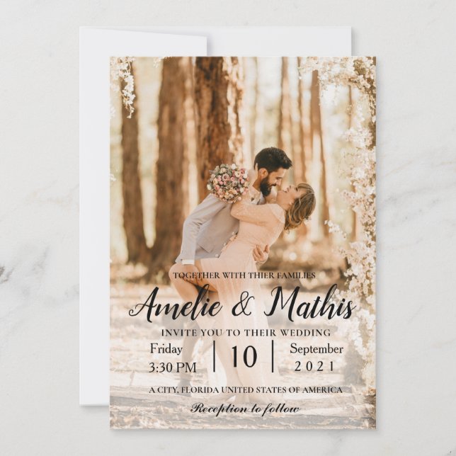Elegant with photo Wedding Invitations (Front)